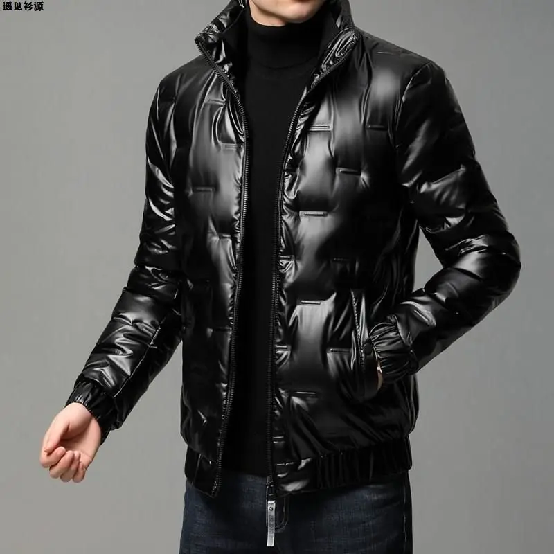 

Мужской глянцевый пуховик, короткие парки с воротником, зимние пальто, модная акция, популярная верхняя мужская стеганая верхняя одежда