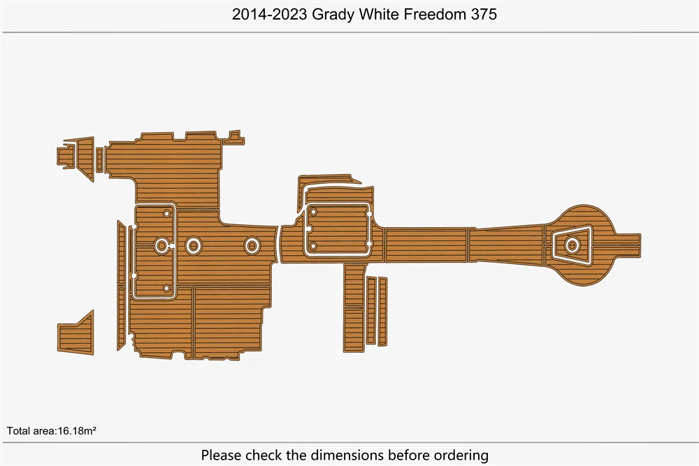 Eva foam Fuax teak seadek marine floor For 2014-2023 Grady White 375 Freedom Cockpit Swim Platform 1/4