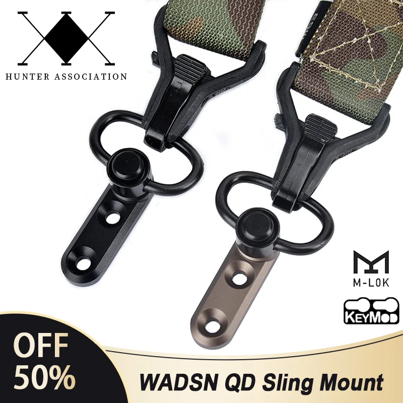 WADSN Tactical Metal QD Sling Mount Fit MLOK KEYMOD Rail M4 AR15 Mounted Base Swivel Strap Buckle Quick Release Button Hunting