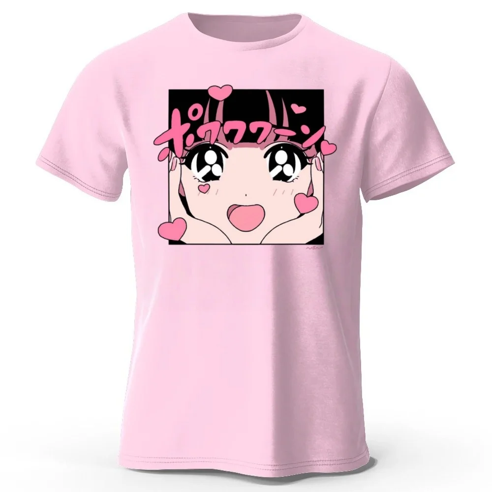Kawaii Anime Cute Girl Printed Pure Cotton T-shirt for Men/women, Loose Oversized Short Sleeved T-shirt for Casual Daily Wear