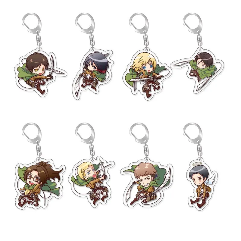 Eren Jaeger Mikasa Ackerman Armin Arlert Popular periférico de animé llavero acrílico de doble cara mochila colgante regalos para estudiantes
