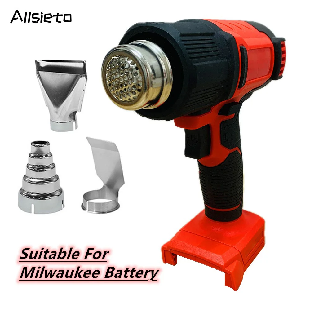 

Подходит для аккумулятора Milwaukee 18 В, беспроводной тепловой пистолет, быстронагревающийся фен с 3 насадками для электроинструментов с термоусадочной пленкой