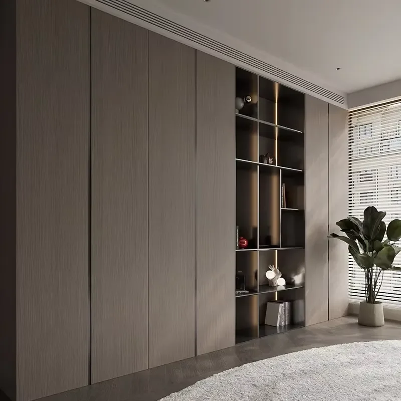 Full-House Custom Built-In Wall Bookshelf Desk Integrated Study Cabinet Modular Traditional Eco-Friendly Living Room Home