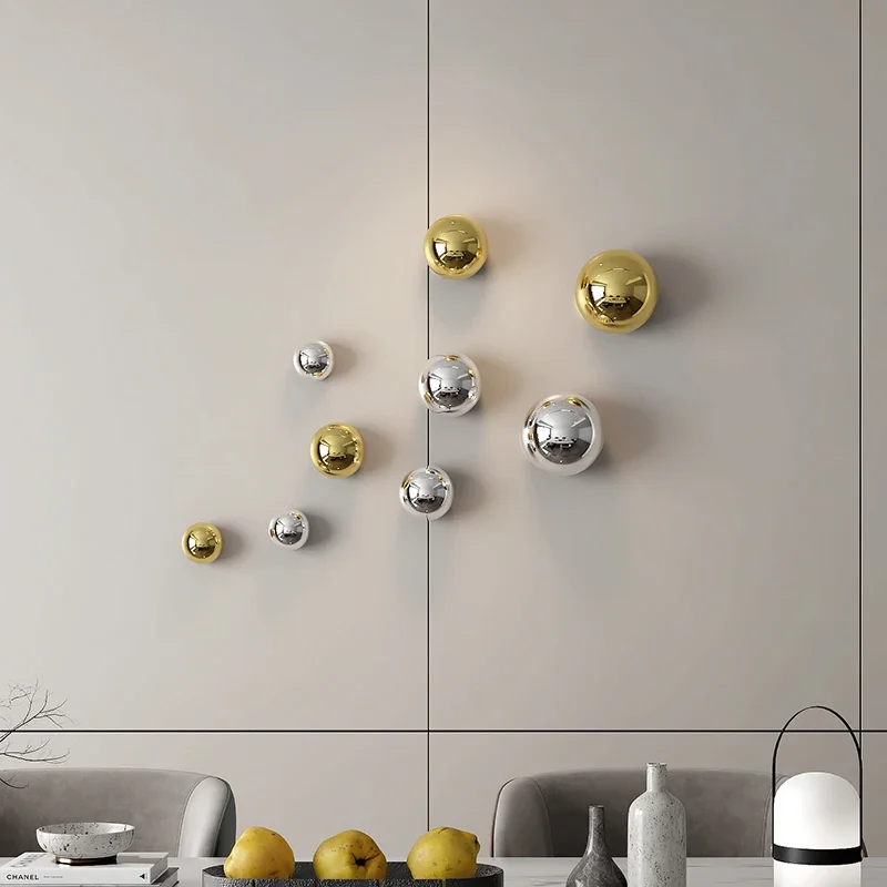 Modern Imitation Metal Wall Decoration Round Sphere Wall Decoration Pendant Set Interior Background Wall Decoration Accessories