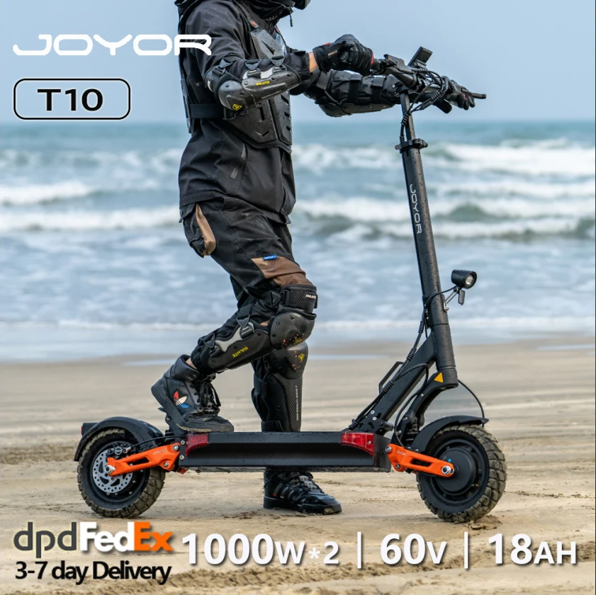JOYOR T10 Electric Scooter 60V 18Ah, Dual 1000W Motor, 10" Adults E-scooter 25km/h