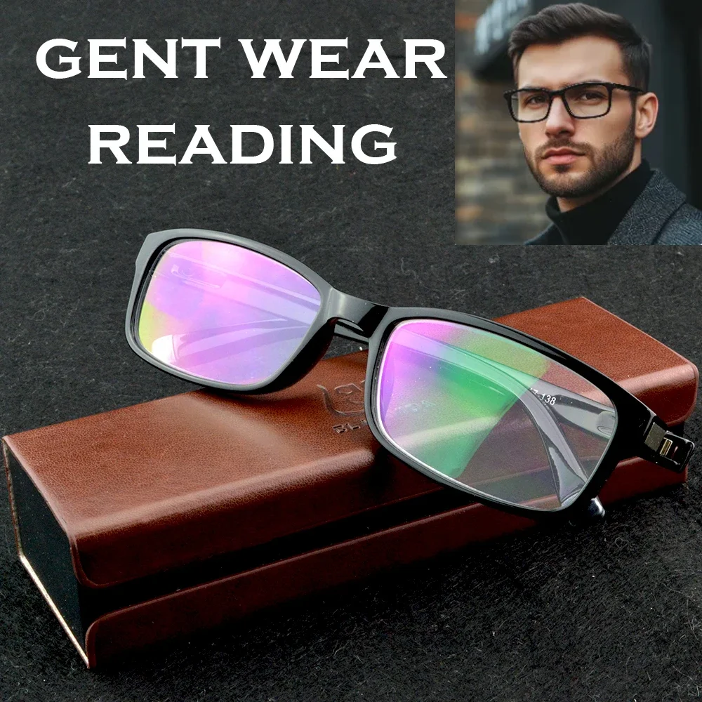 Clara Vida Black Square Gents Wear Harm Ray Resistant Classical With PU Case Reading Glasses +1 +1.5 +2 +2.5 +3 +3.5 +4