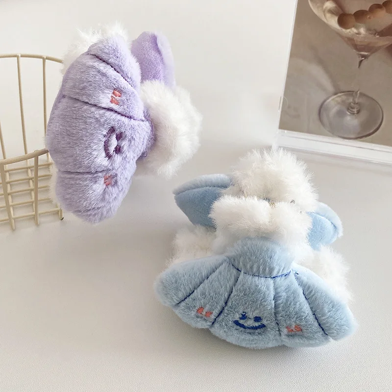 Cute Plush Clip Sweet Clam Shark Clip Girly Heart Smiling Face Hair Clip Headgear