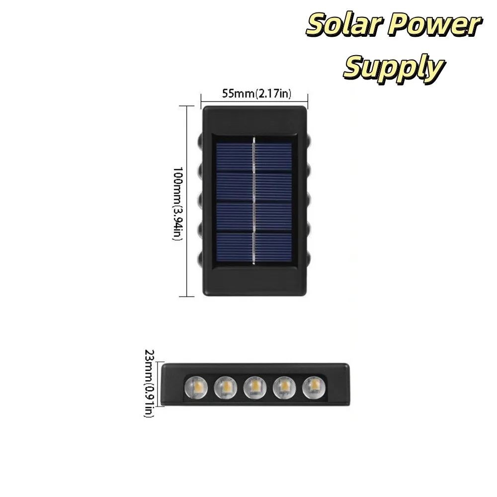 Waterproof Solar Light Lamp Warm Light 4/6/8/10/12/16LED Solar Wall Light Up And Down Luminous Solar Wall Lamp Outdoor