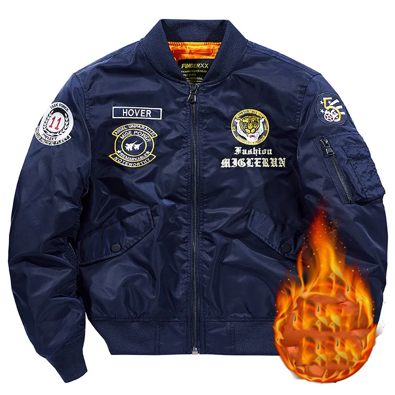 

Autumn Winter Men Jacket Retro Thicken Letter Embroidery Stand Collar Male Outerwear American Long Sleeve Pocket Man Cargo Coat