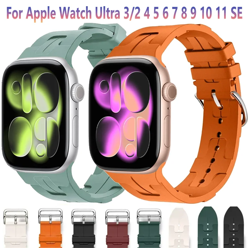 Neues weiches Silikonarmband für Apple Watch Ultra 3/2 49 mm 11 10 42 mm 46 mm langlebiges Armband iWatch 9 8 7 6 5 4 3 SE 45/41 mm 44/40 mm