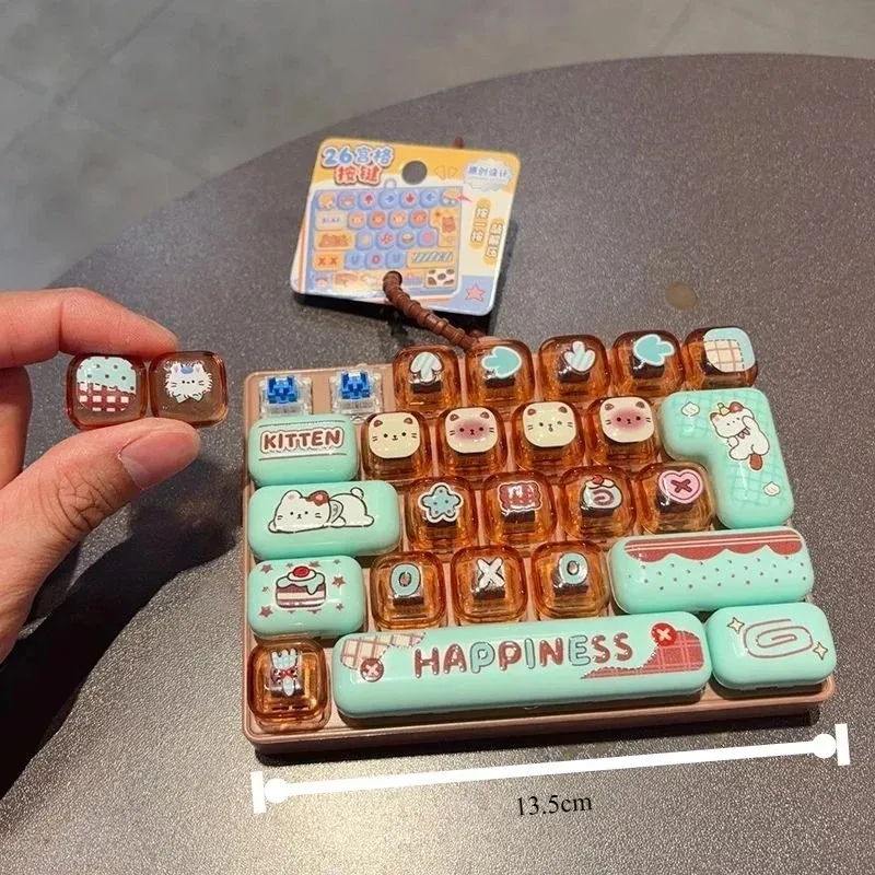 --Candy Color Keycap Keychain Cute Cartoon 26-key Aecompression Keyboard Toy Keyrings Fidgets Keycap Clicker Bag Pendant 키캡 view 4