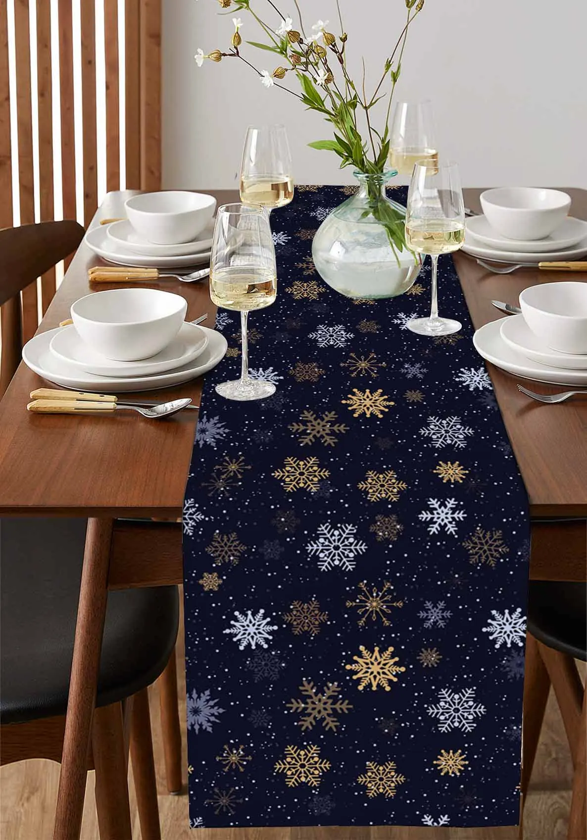 Snowflake Christmas Wave Point Decorations Coffee Table Decor Tablecloth Table Kitchen Decorative Table