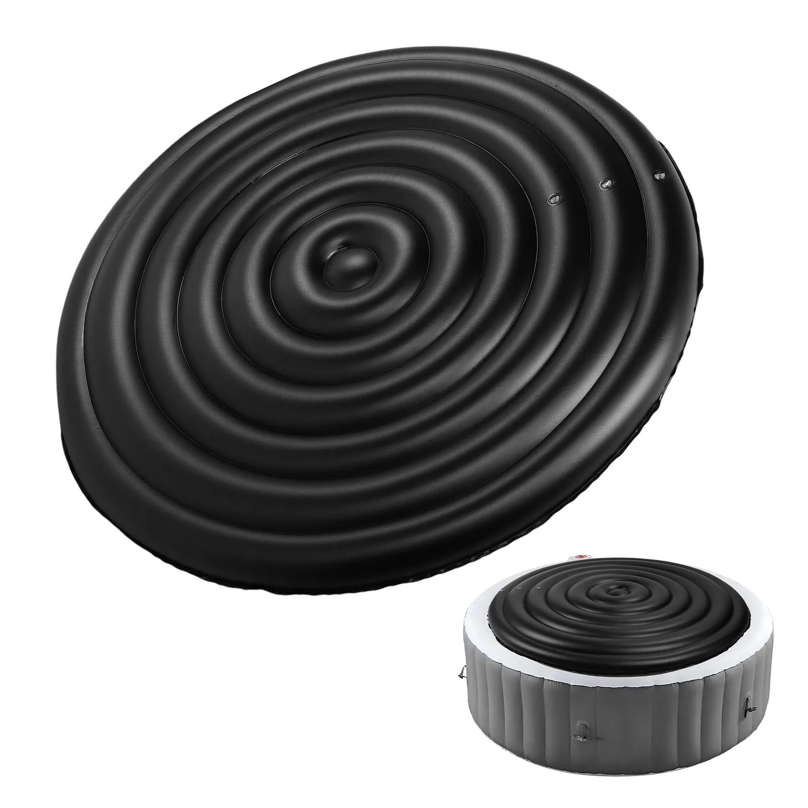 128-158-180CM Inflatable Hot Tub Cover Adjustable PVC Rainproof Protective Outdoor Round Hot Tub Cover for SPA Pools