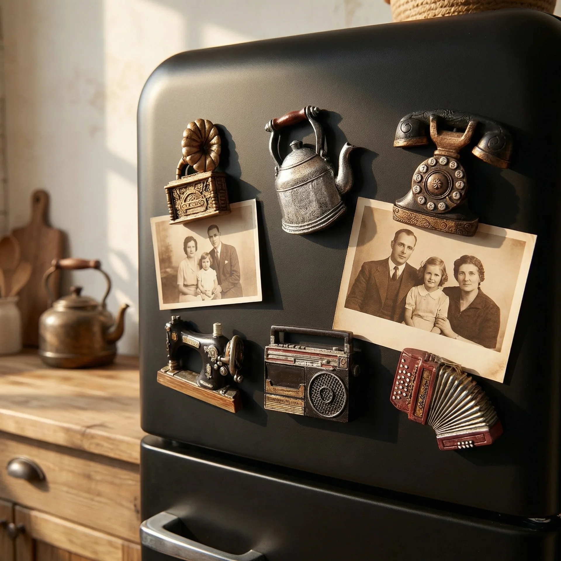 Retro Creative European Phonograph Accordion Refrigerator Sticker Resin Magnet Decoration Homemade Home Souvenir