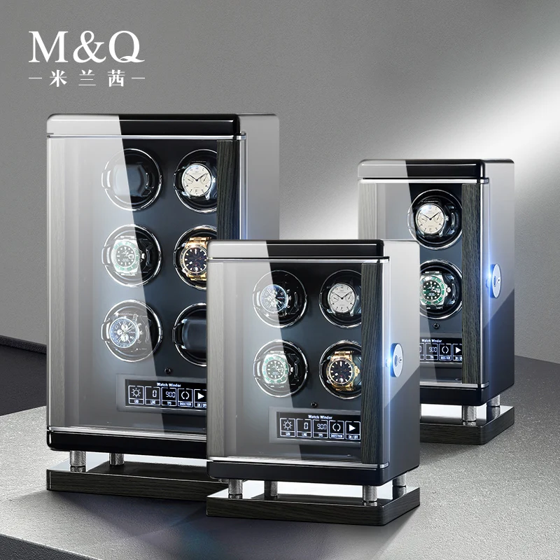 Watch Winder For Automatic Watches 12 Slots LCD Touch Screen Automatic Winding Box 12 Watches Fingerprint Unlock