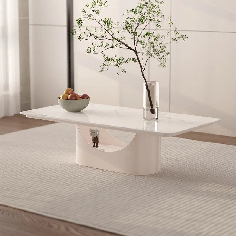 

2024, новый кремовый квадратный журнальный столик из каменной плиты для гостиной, дома, простой современный журнальный столик ваби-песочного ветра для квартиры