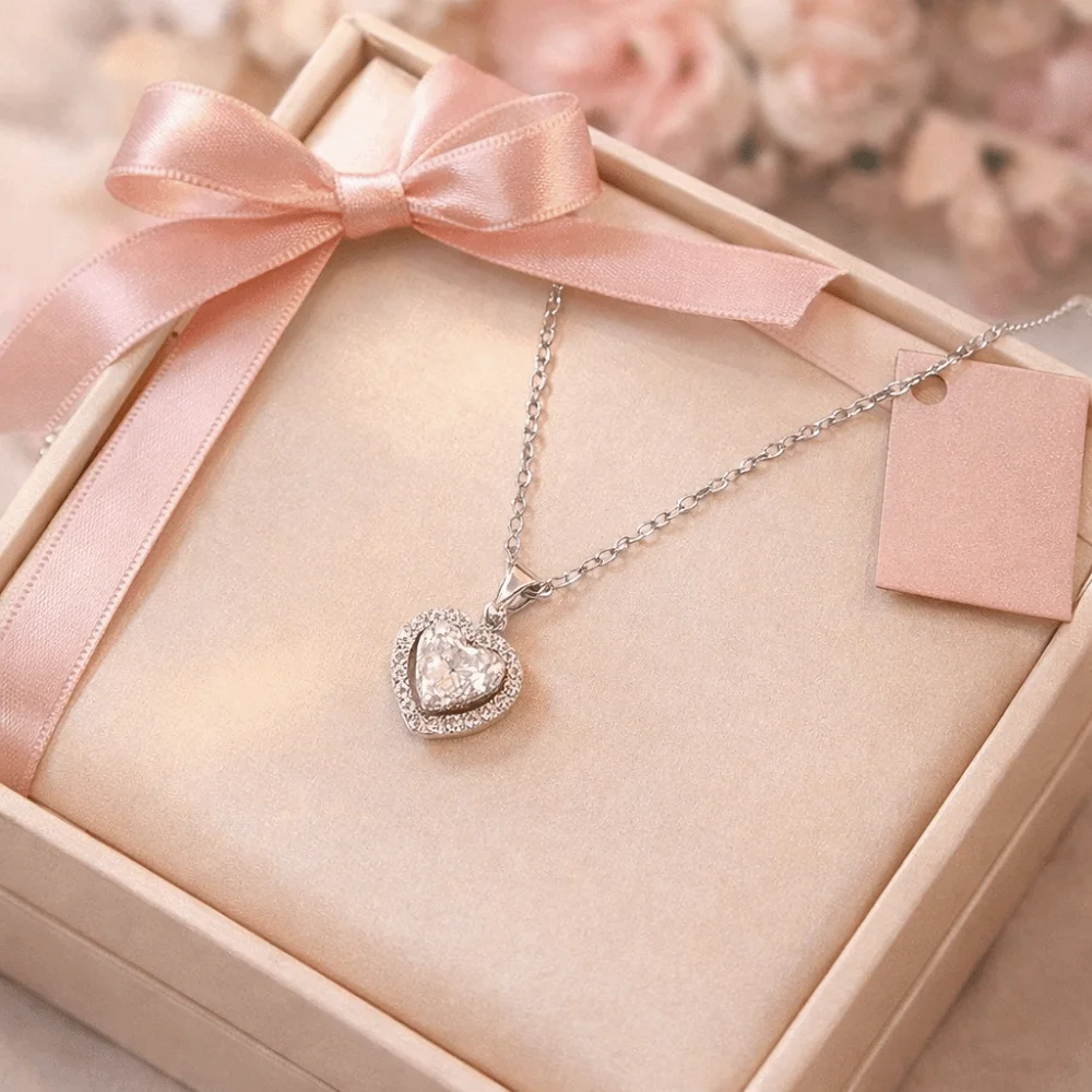 Crystal Inlaid Heart Crystal Necklace Elegant Fade-Resistant Crystal Necklace Sparkling Multi-Facet Sparkle Charm heart necklace