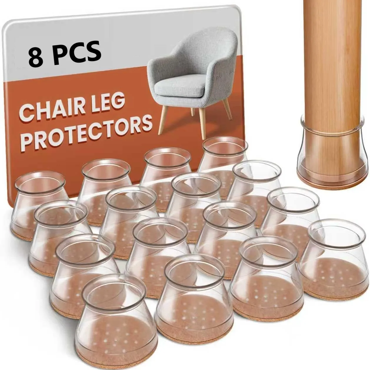 8개입 의자 다리 바닥 보호대 실리콘 커버 펠트 패드 긁힘 방지 소음 감소 하드우드 가구 다리 캡