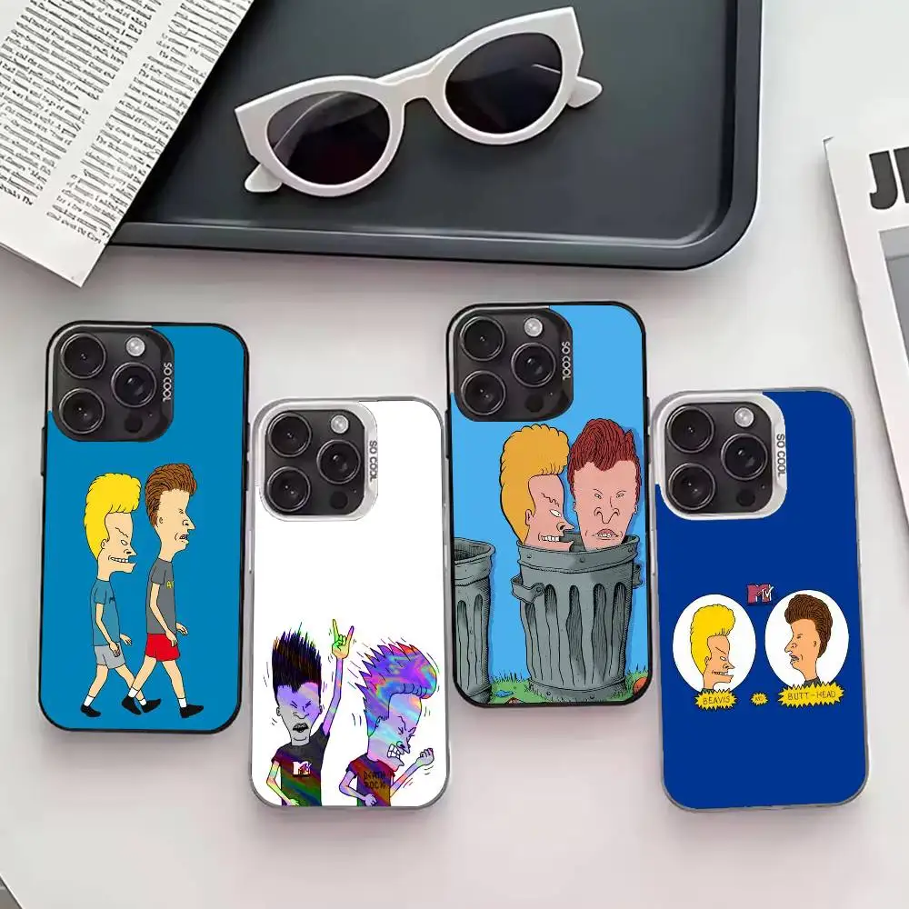 

B-Beavis A-And Butthead Phone Case For iPhone 17,16,15,14,13,12,11 Plus,Pro Max,XS,Colored silver phone case