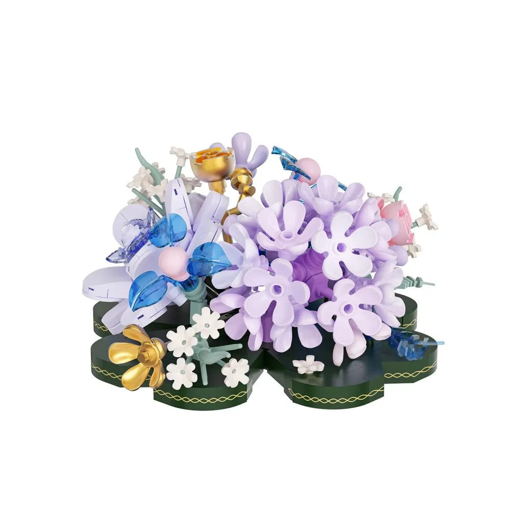 مجموعة مكعبات البناء الإبداعية نماذج نباتية بوعاء DIY مع فراشة عباد الشمس الوردية ألعاب تعليمية لهدايا الأطفال