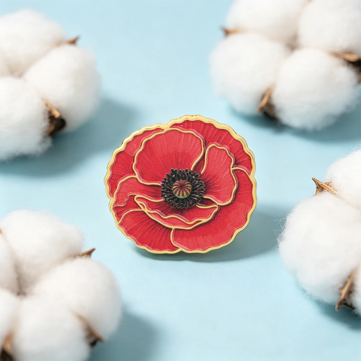 9 Stück rote Mohnblumen-Emaille-Anstecknadeln, Blumen-Reversnadel, niedliches Pflanzen-Abzeichen für Kleidung, Rucksack, Dekoration, Schmuck, Geschenk – Detail 6