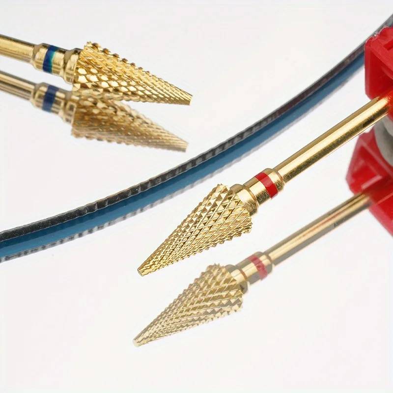 1Pcs/Box Nail Gold Carbide Nail Drill Bit Tapered Milling Cutter for Manicure Remove Gel Acrylics Tool Nail Drill Accessories