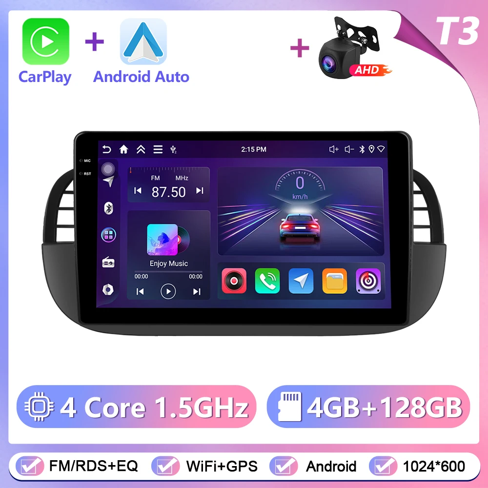 Podoyo CarPlay Android Radio voor FIAT 500 2007-2015 omdat Intelligent System 2Din GPS Stereo Head Unit Multimedia Speler