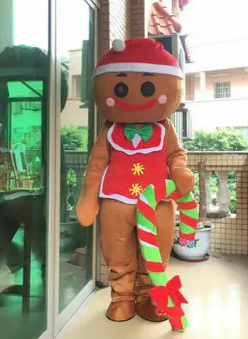 Natal gingerbread homem mascote ternos traje cosplay jogo de festa vestido quente traje da mascote