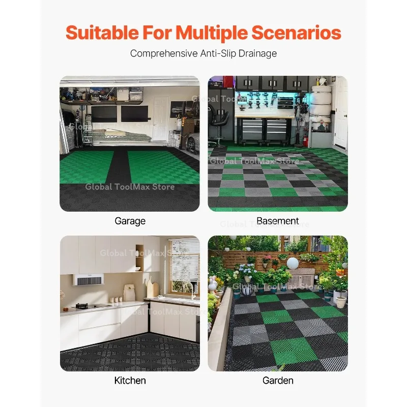 Interlocking Drainage Mat 12inx12in 12‑55Pcs Splicing Non‑Slip PP Drainage Floor Tile Shower Bathroom Mat