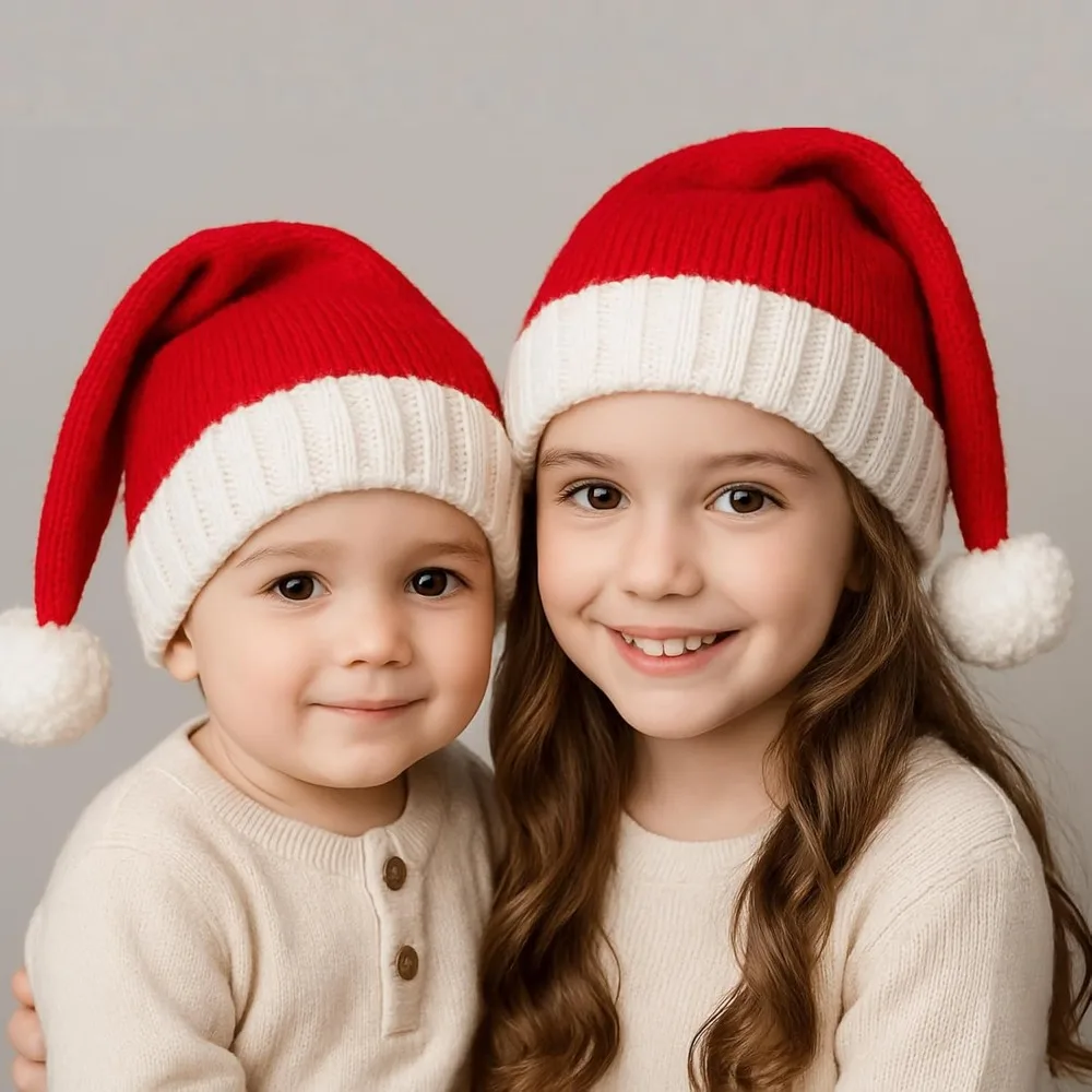 Weihnachtsstrickmütze mit Bommel für Erwachsene und Kinder, weiche Weihnachtsmütze als Weihnachts- und Neujahrsparty-Geschenk (Noel Navidad)2026