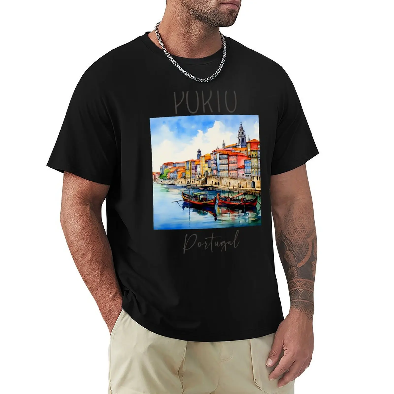 

Watercolor Design of Porto - Portugal T-Shirt fashion shirts summer tops shirts men graphic