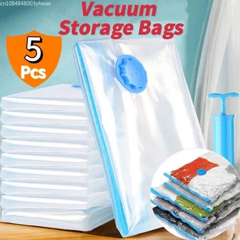 1/3/5PCS Vacuum Bag and Pump Cover for Clothes Storing Large Plastic Compression Empty Bag Travel Accessories Storage Container 1