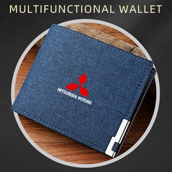 Car Men Short Wallet Credit Card Holder Coin Holder Folding Wallet For Mitsubishi Outlander Pajero Sport Mirage Xpander Attrage