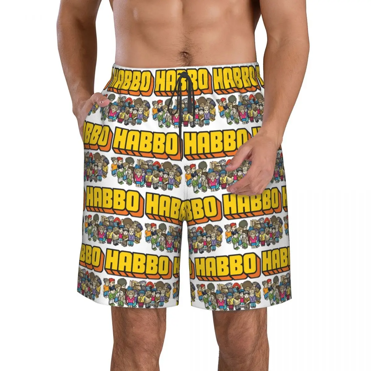 Game Habbo Hotel Trunks Beach Board Shorts Casual Quick Dry Swimming Summer Men Pants