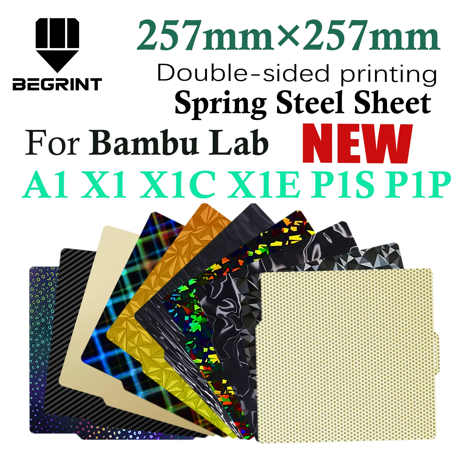 

Для Bambu lab A1 Build Plate P1S X1C Pei Текстурированный 257x257 H1H PEY Peo Пружинная сталь для Bambu Lab X1 Bambulab P1P Hot Bed