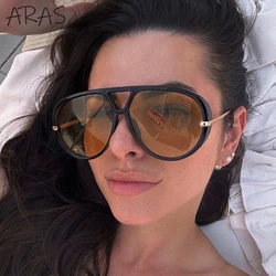 Oversized Oval Pilot Sunglasses Women 2026 Luxury Brand Double Beam Metal Frame Sun Glasses Lady Vintage UV Protection Eyewear