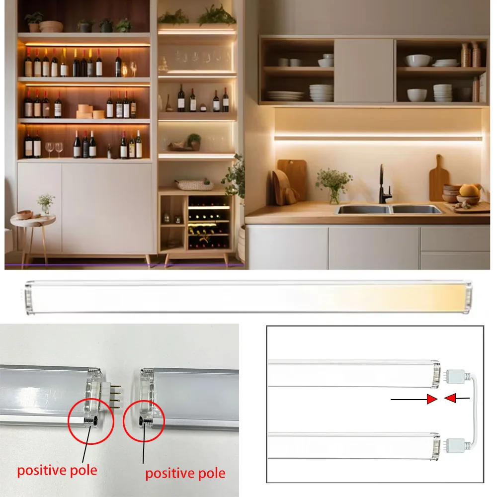 Zigbee LED Cabinet Light Bar Kit 30CM Dimmable Dual White Kitchen Shelf Closet Decor Tuya App/Voice Control for Google Alexa