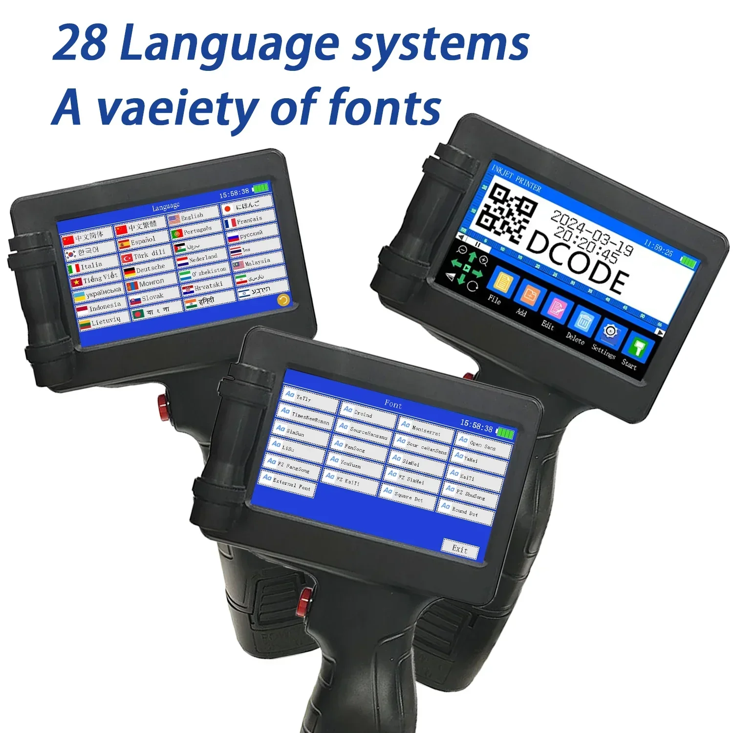 DCODE 1755PLUS-Imprimante Portable à Jet d'Encre, Appareil d'Impression de Codes-barres QR, Numéro de Lot, Logo, Image, Date, 12.7mm