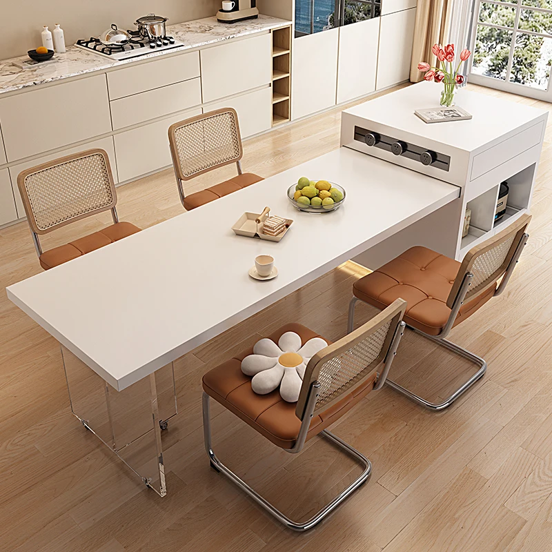 Kangyan custom telescopic island table one cream wind minimalist finished product kitchen restaurant high-end separate guide tab