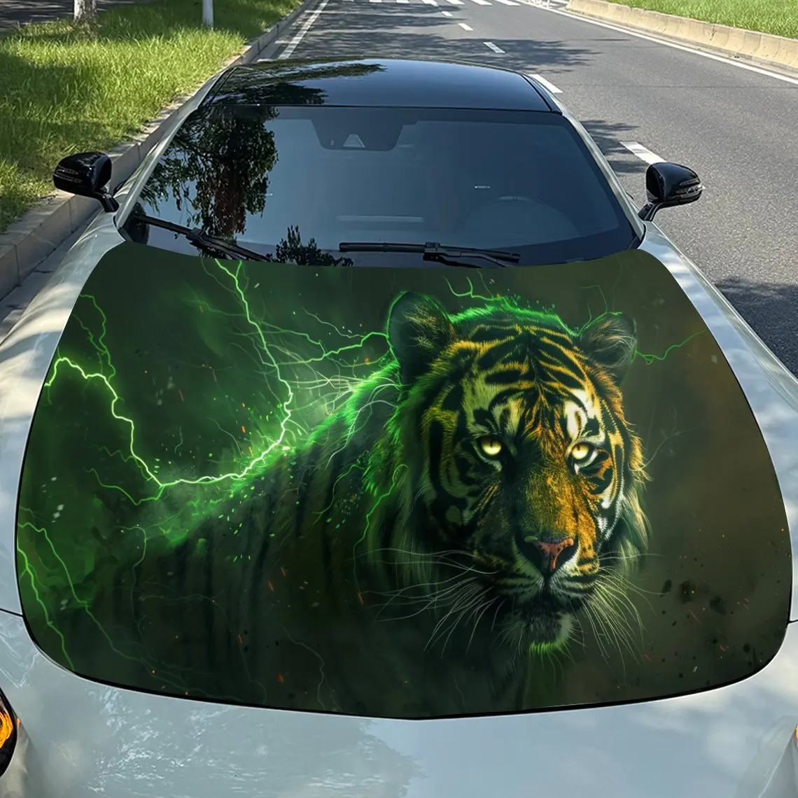 

Мощные наклейки на капот автомобиля Green Lightning Tiger — самоклеящаяся, водонепроницаемая и прочная виниловая пленка, украшение и защита вашего C