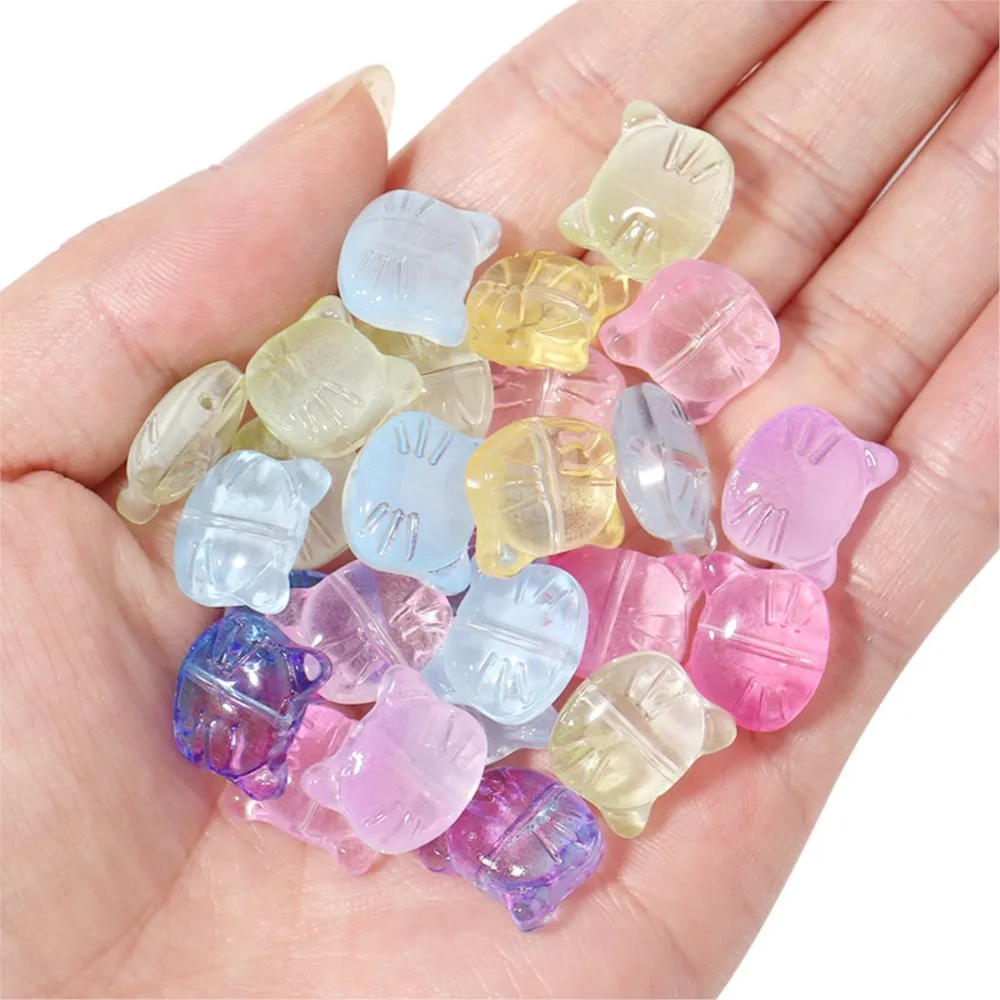30Pcs/Lot Cute Glass Cat Head Beads Color Lampwork Charm Bead For DIY Bracelets Necklace Earring Jwelry Making Jwelry Making view 4