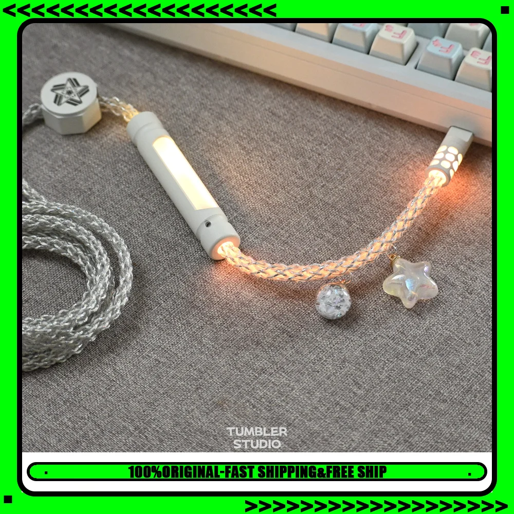 Tumbler Studio Silver Star Theme 8K Full Lighting Single Crystal Copper Custom Mechanical Keyboard Bluetooth Aviator Cable