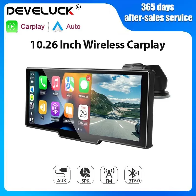 

10.26" Car DVR Dashcam 4K 3840*2160 Front&1080P Rear Camera Wireless Carplay&Android Auto Voice Control GPS Recorder Dual lens