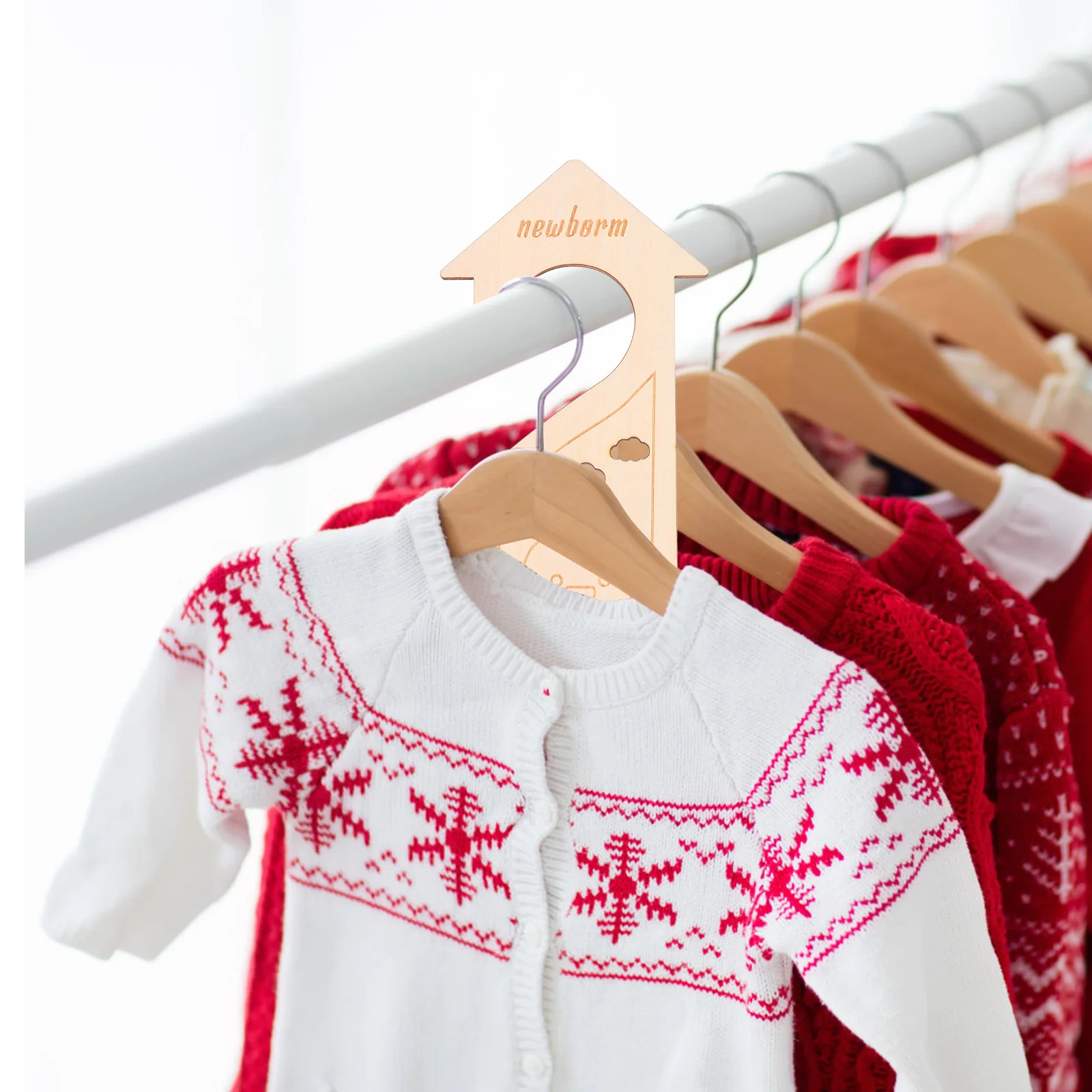 

6Pcs Baby Closet Organizer Wooden Wardrobe Divider Smooth Surface Nursery Closet Hangers Infant Storage Solution