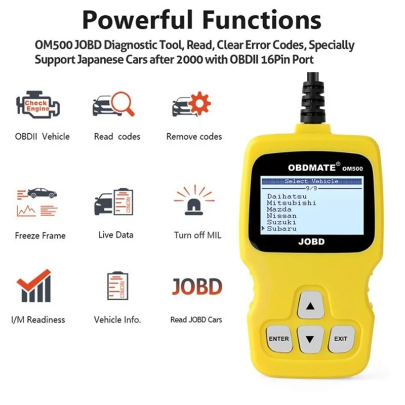 AUTOPHIX OM500 JOBD Scanner for Japanese Car 12V 16 pin OBD2 EOBD Diagnostics Tool Engine Check for Toyota/Honda/Nissan/Suzuki