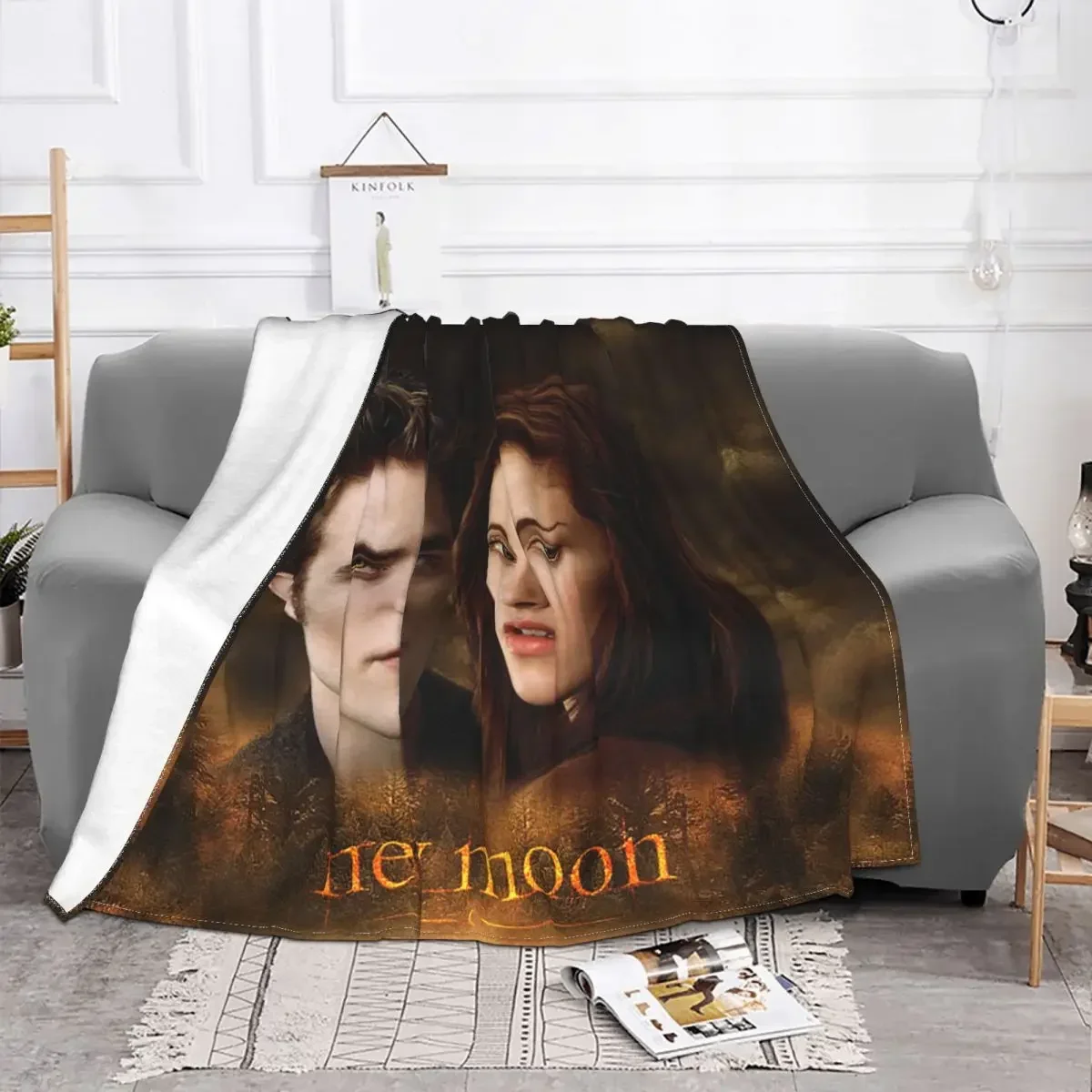 The Twilight Saga New Moon Fleece Blankets Edward Bella Funny Throw Blanket for Sofa Bedding Lounge 125*100cm Quilt