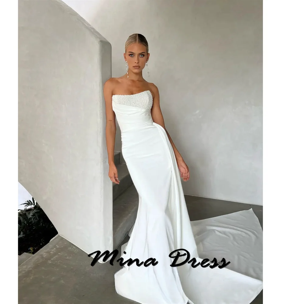 

Mina Ball Gowns Off the Shoulders Elegant Party Dresses 2024 for Wedding Guest Dress Women Sleeveless Section Side Opening Prom