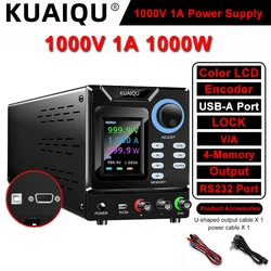 KUAIQU 1000V 1A RS232/USB Programmable DC Power Supply 300V 400V 600V 800V Adjustable  4-Memory OUTPUT LOCK Lab Bench Source