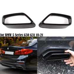 2PCS Throat Exhaust Pipe Cover For BMW 5 Series G30 G31 2018-2021 Black Stainless Steel Exterior Modification Car Accessories