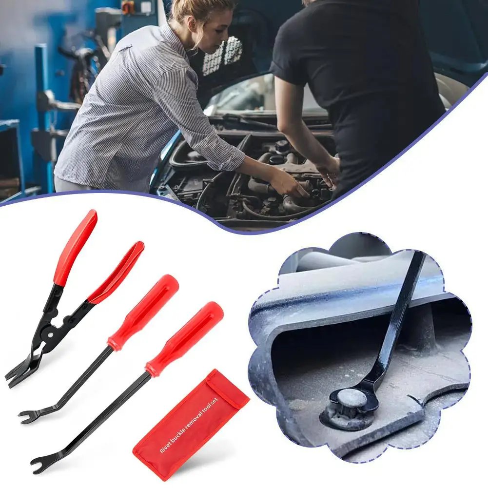 3 pezzi Set di strumenti per rimozione rivestimento automatico Kit di strumenti per leva per auto Pannello per auto Porta Strumenti di rivestimento audio Clip per paraurti Estrattore Fermo Accessorio di fissaggio